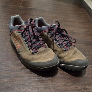 Merrell Brown and Gray Athletic Shoes with Red Accents